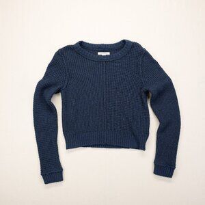 American Eagle Size S‎ Cropped Knit Navy Sweater Long Sleeve